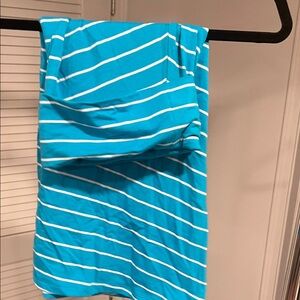 Turquoise & White Striped folded skirt